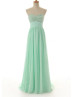 A-line Strapless Sweetheart Neck Green Chiffon Beaded Bridesmaid Dress